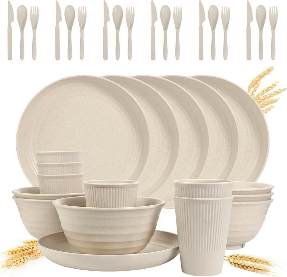 Wheat Straw Dinnerware Sets 36 Piece Unbreakable Dinnerware Sets NEW