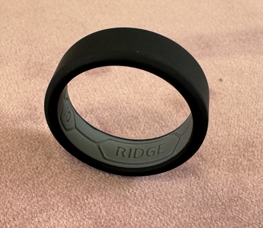 Ridge Beveled Ring Set Size 10.5 - 8mm Width- Platinum Color - Tungsten