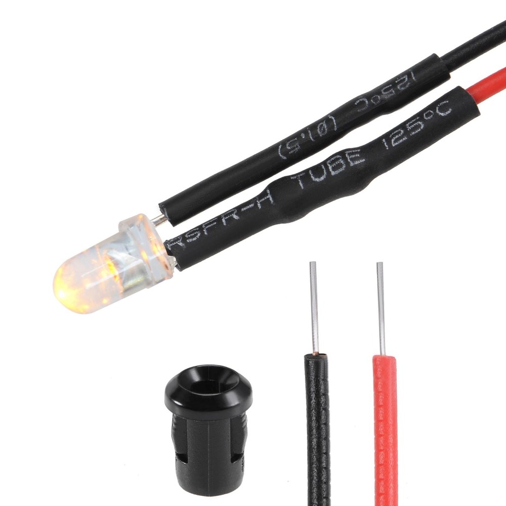 10Set DC 12V 3mm Pre Wired LED with Holder Yellow Light Lens 6mm Panel Mount