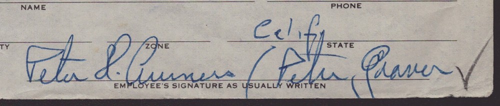 PETER GRAVES - DOCUMENT SIGNED 03/13/1953