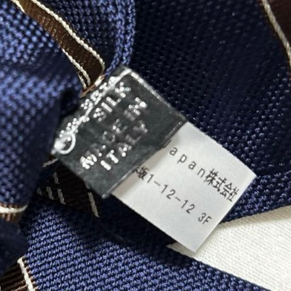 Kiton Navy Silk Striped Necktie with Box Used