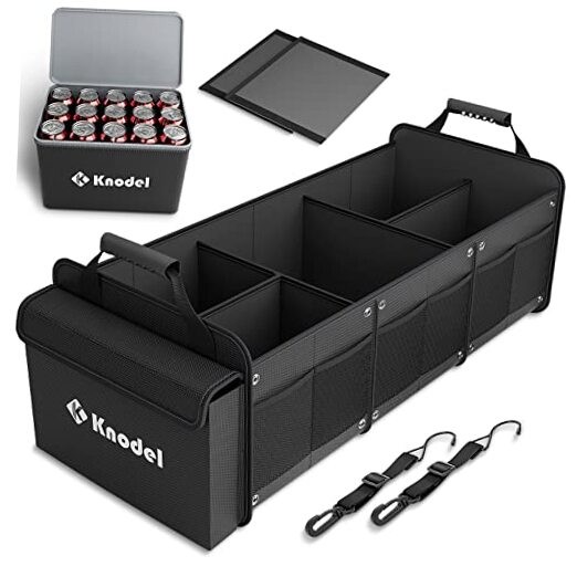 K KNODEL Extra Large Trunk Organizer With Cooler Bag, 3 Compartments Car