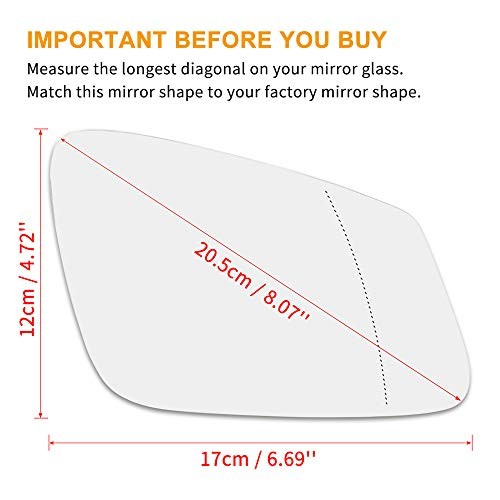 Mirror Glass Heated with Backing Plate Passenger Side Right Side Rear View