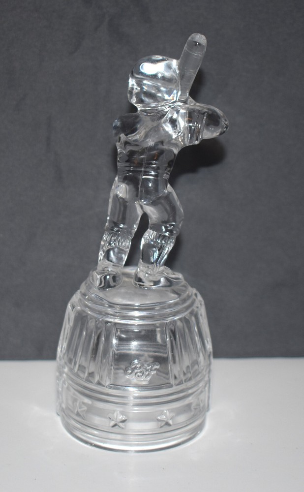 RARE Vintage Clear Glass Baseball Player Batter Candy Container