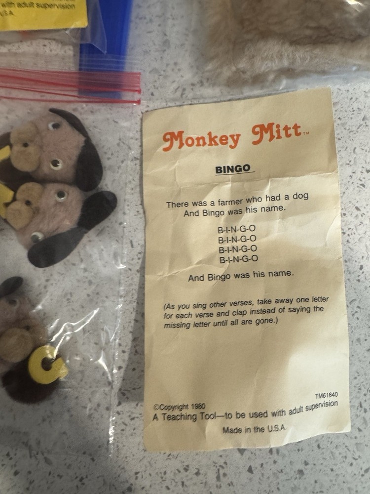 Vintage Monkey Mitt Finger Puppet Bundle (6) Sets 1980
