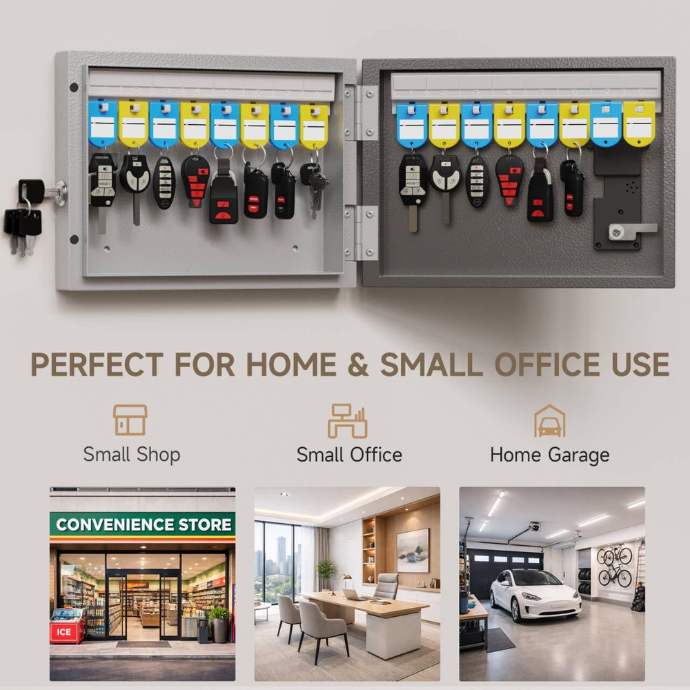 Wehere 16-Key Key Lock Box Wall Mount – Smart Key Cabinet with App, Keypad, Blue