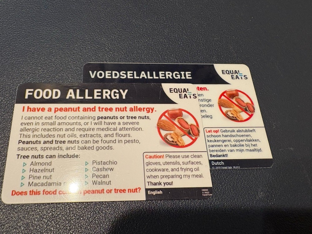 Peanut/Tree Nut Allergy Communication Card- Dutch