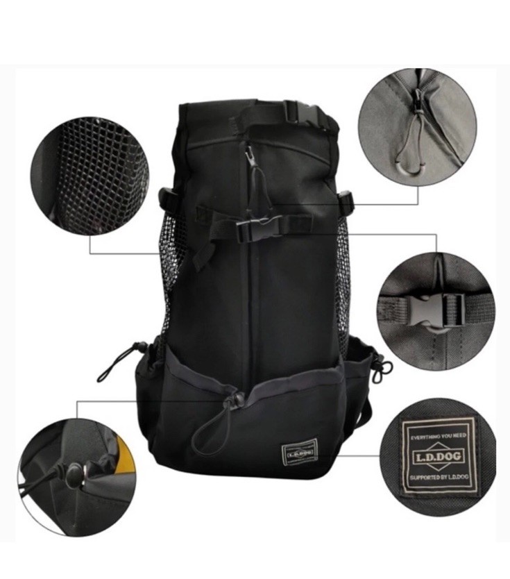 L.D. Dog Carrier Black Backpack Size Small