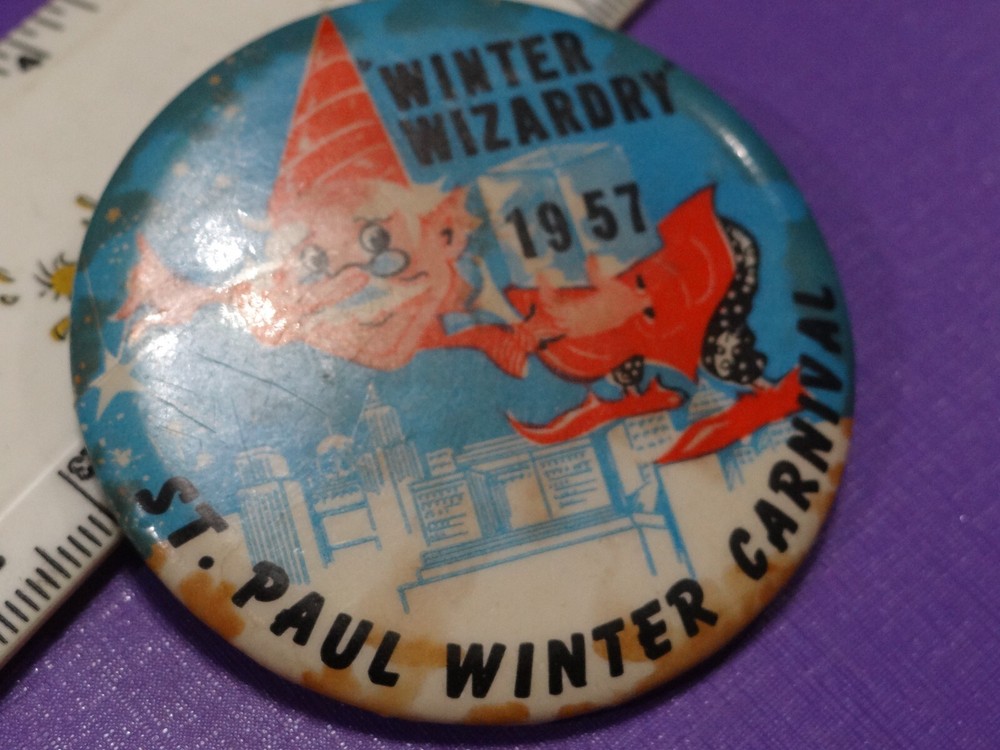 '57 St. Paul Winter Carnival "WINTER WIZARDRY" Button Pin