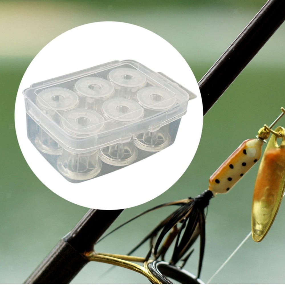 6x Fishing Line Bobbin Spools with Box Standard Size Thread Spool