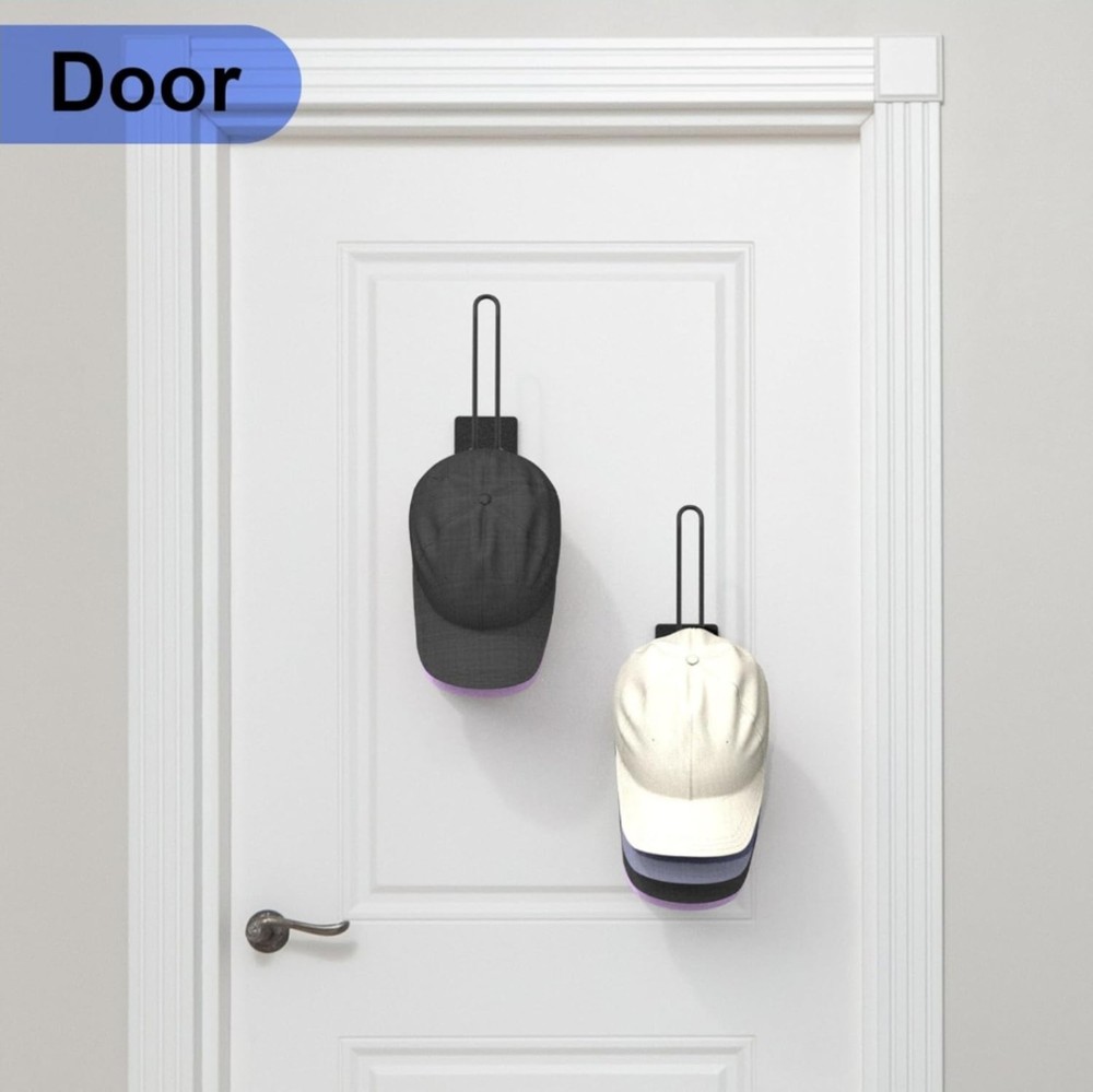 4 Pack Hat Racks Baseball Cap Hat Holder, Organizer - Strong Adhesive/Wall Drill