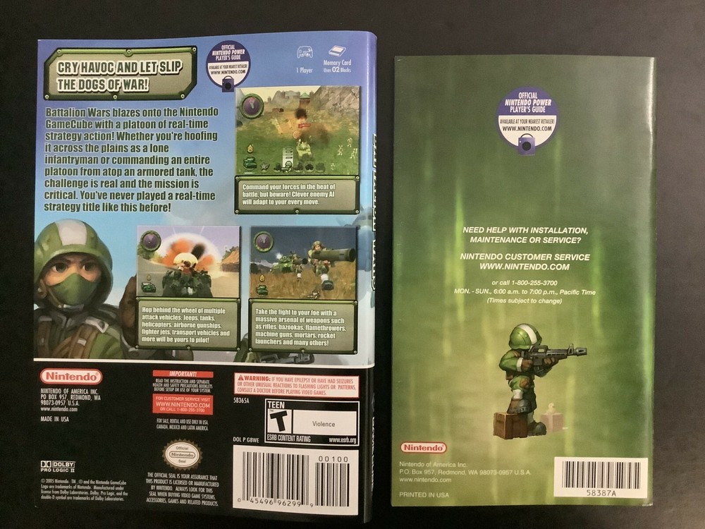 Batallion Wars Nintendo Gamecube Instruction Manual & Box Art Only