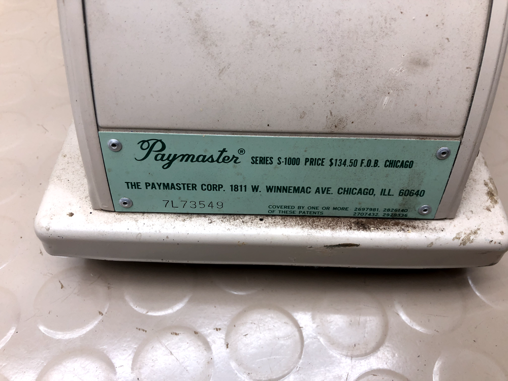 Vintage Paymaster Series S-1000 Check Writer Machine