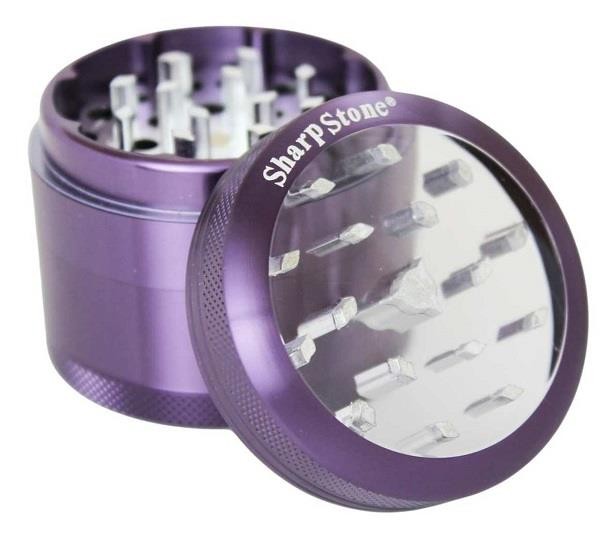 SharpStone CLEAR TOP 4 Piece MEDIUM 2.2” Herb / Spice Grinder PURPLE AUTHENTIC