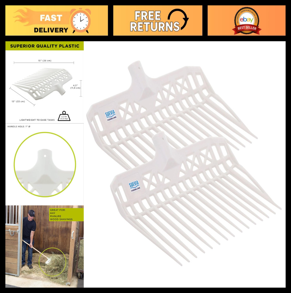 Ultra Strong Manure Fork Head - 7.75" Teeth - Premium Pitchfork Replacement (2)