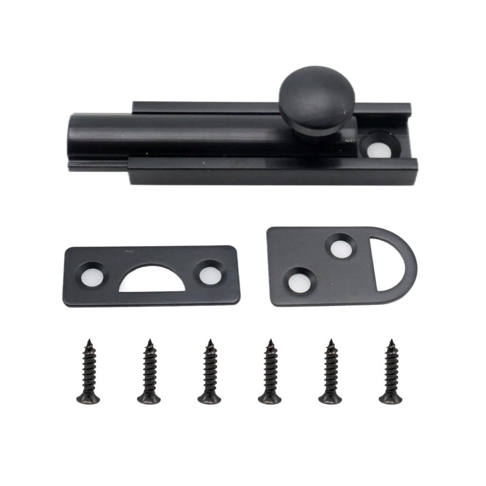 Joyangy 2 Inch Solid Copper Surface Bolt, Slide Lock, 2inch, Black