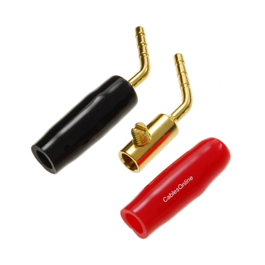 2-Pair Angled Screw-Type 2mm Speaker Wire Terminal Pin w/Rubber Boots