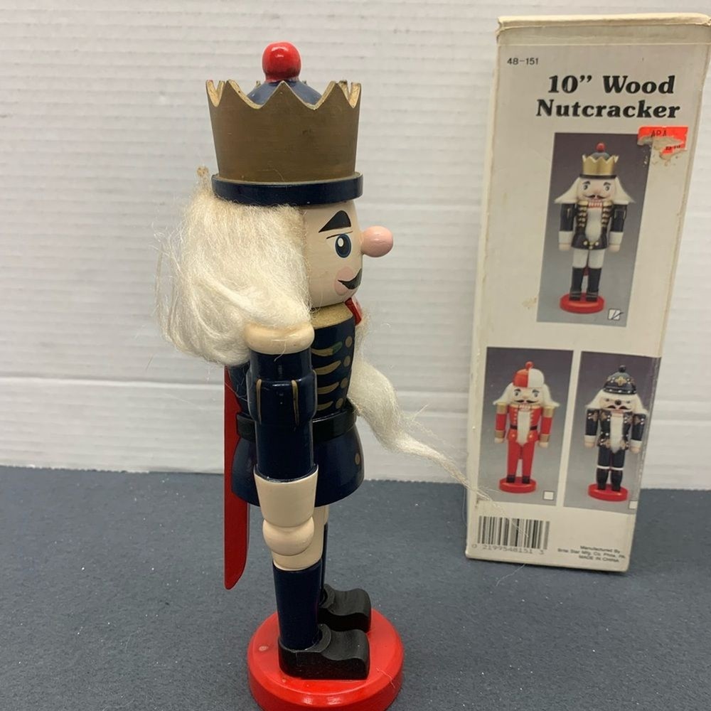 Wood Nutcracker Blue Solider Figure Christmas