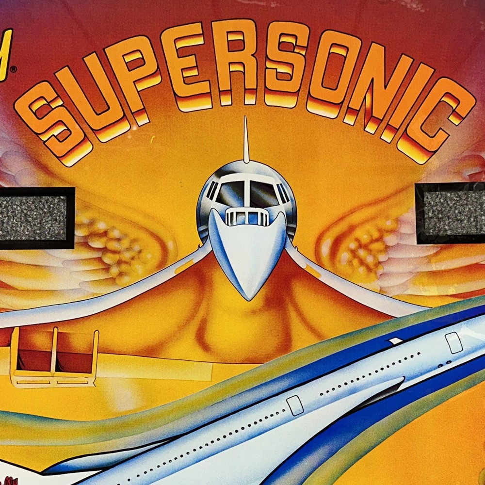 Bally Supersonic Pinball Machine Game Backglass ORIGINAL