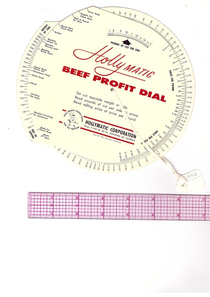 BEEF PROFIT DIAL  Circular Slide Rule, (S-0502)