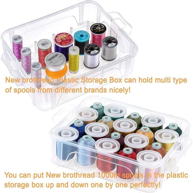 80 Spools Polyester Embroidery Thread Clear Storage Box W/ Snips Nets Chart New
