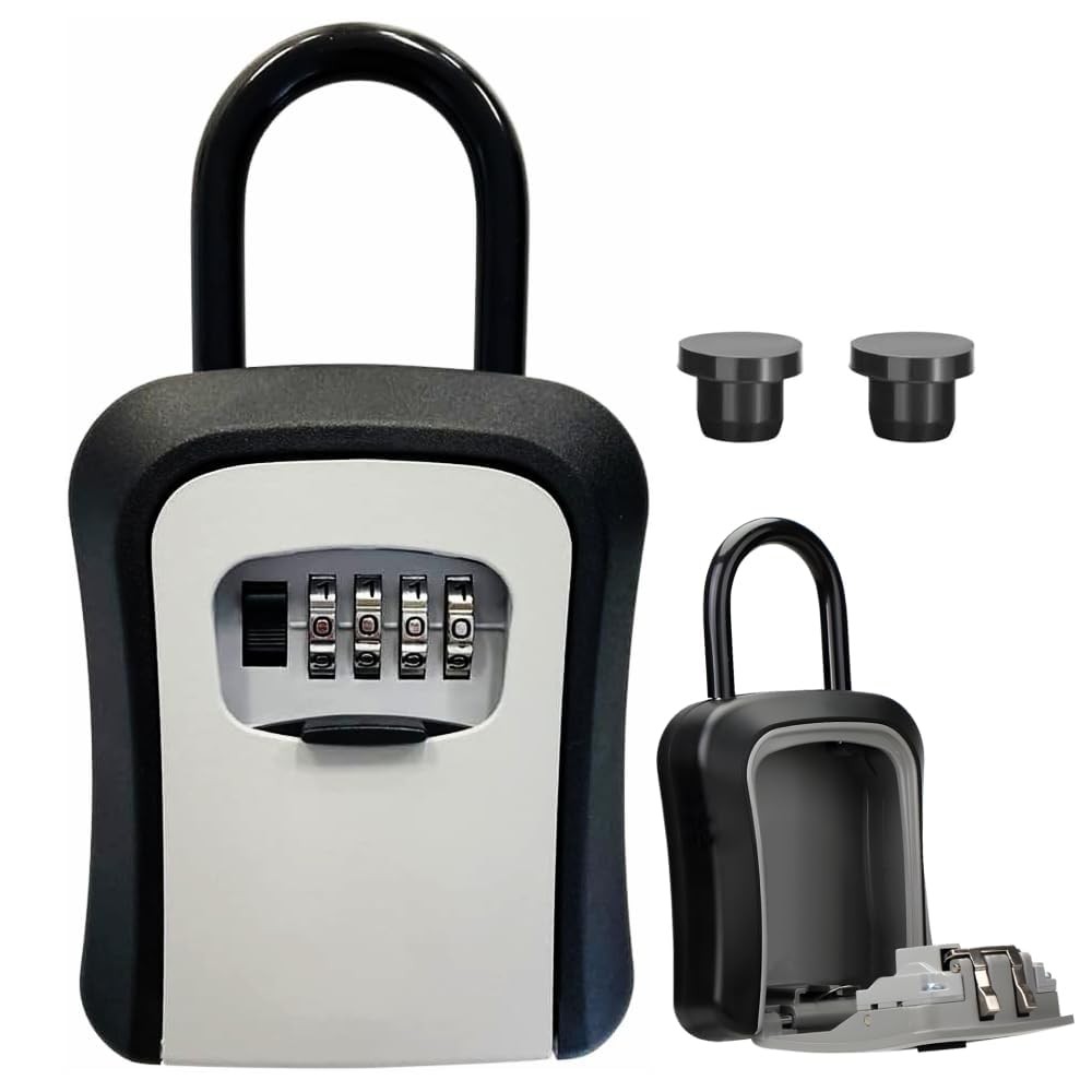 Japard Lock Box for Keys with Code Resettable, Portable Lockbox Hide a Key Ou...