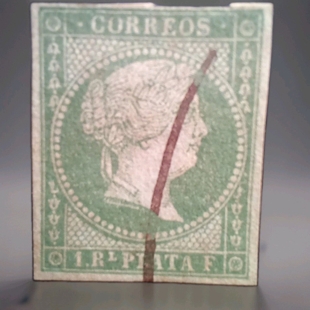 Spanish Green Stamp Scott 38 A 9