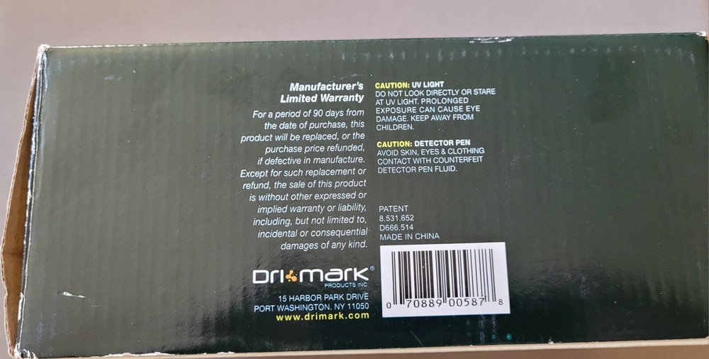 Vintage Dri Mark Counterfeit Tri-Test