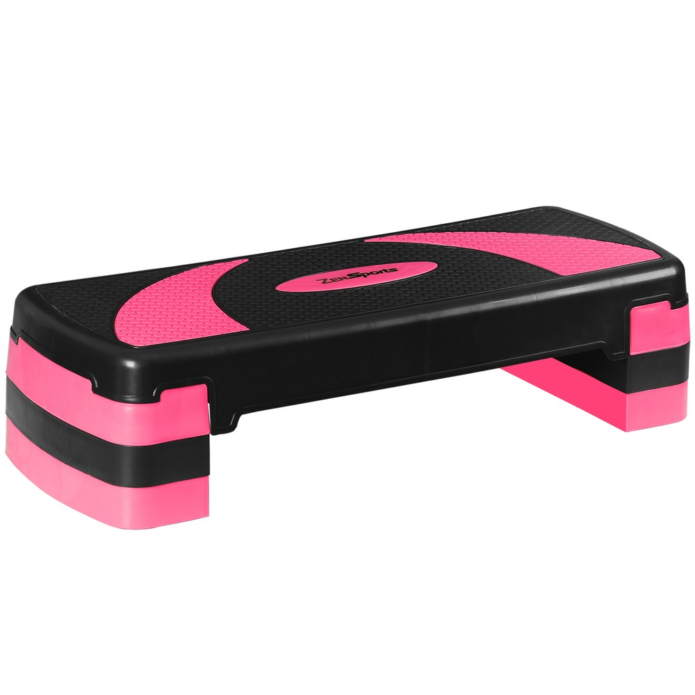 31" Adjustable Exercise Step Platform, 3-Level Height Non-Slip Surface Pink