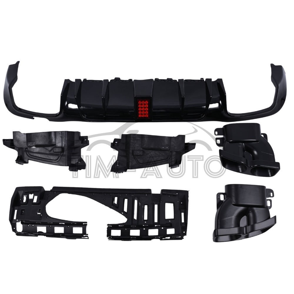 Rear Diffuser W/LED+Exhaust Tips For 2016-2020 Benz W213 E300 E43 E63