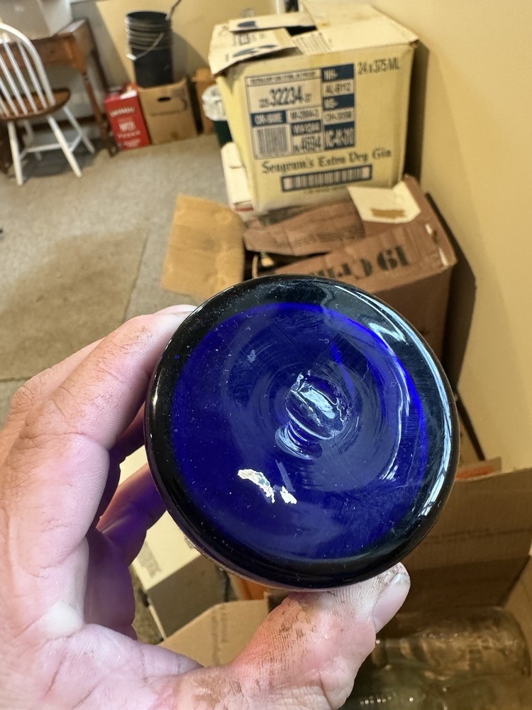 Beautiful Deep Pretty Cobalt Blue Pontiled Cork Top Bottle Nice Display Piece