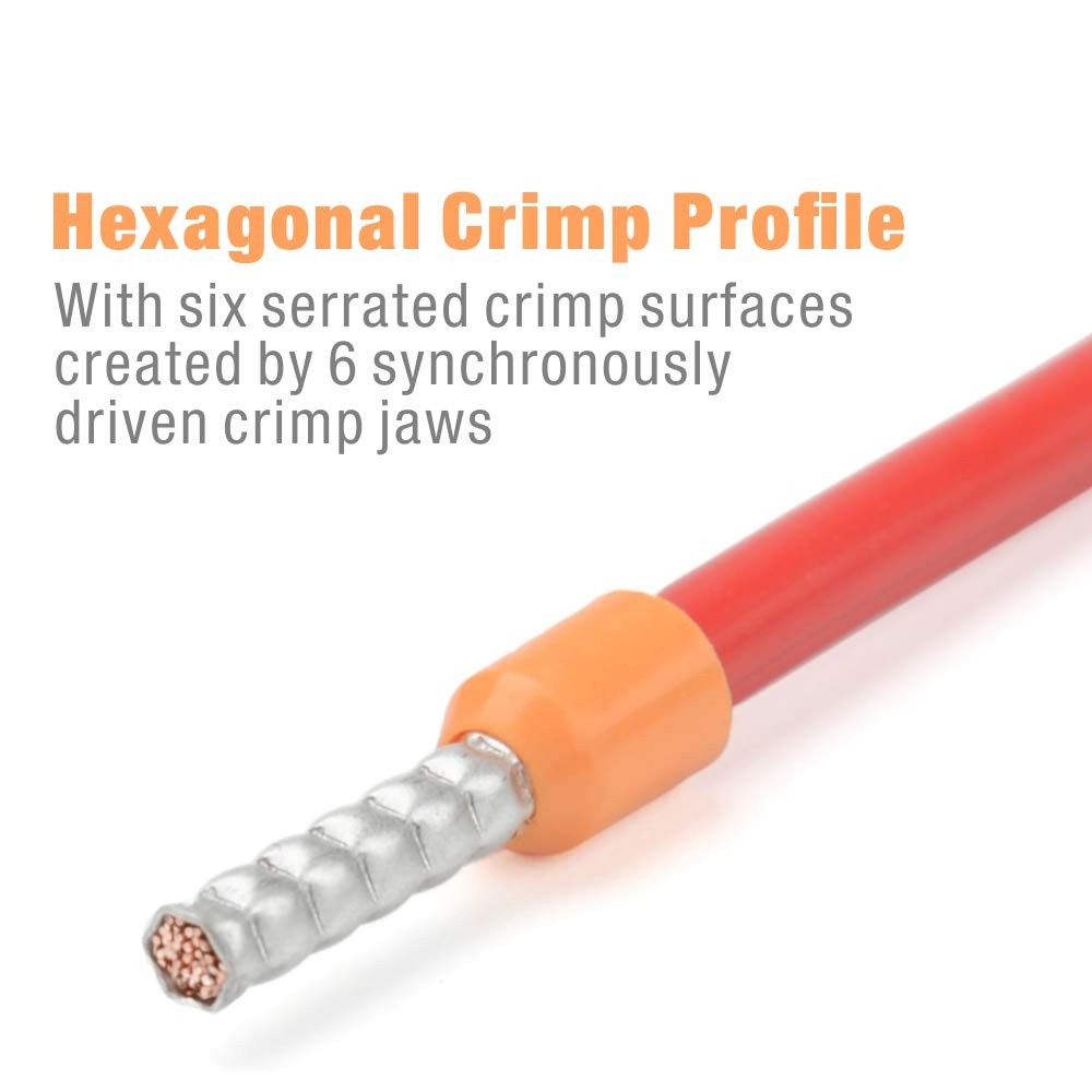 iCrimp Wire Ferrule Crimping Tool, Hexagonal Crimp Profile, Orange