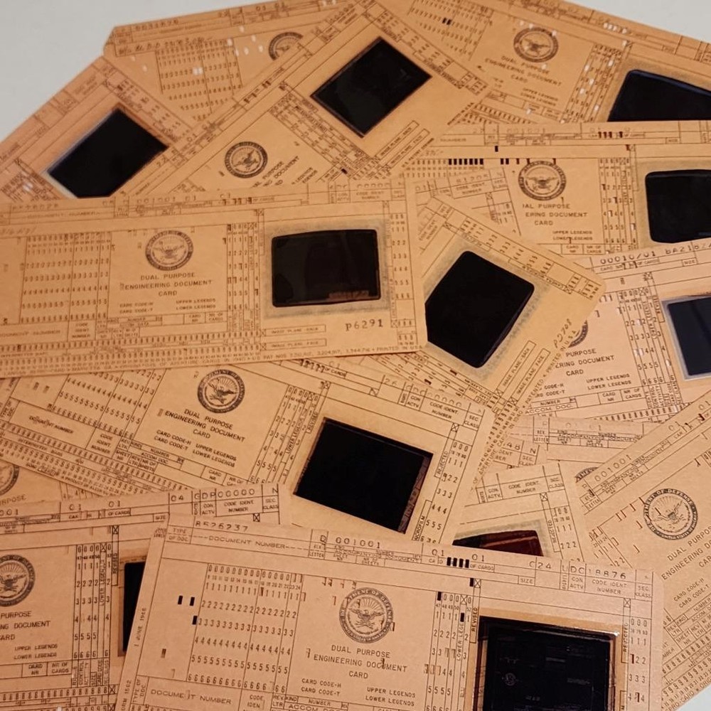 12 computer data cards engineering microfiche punch cards 1960s orange cards