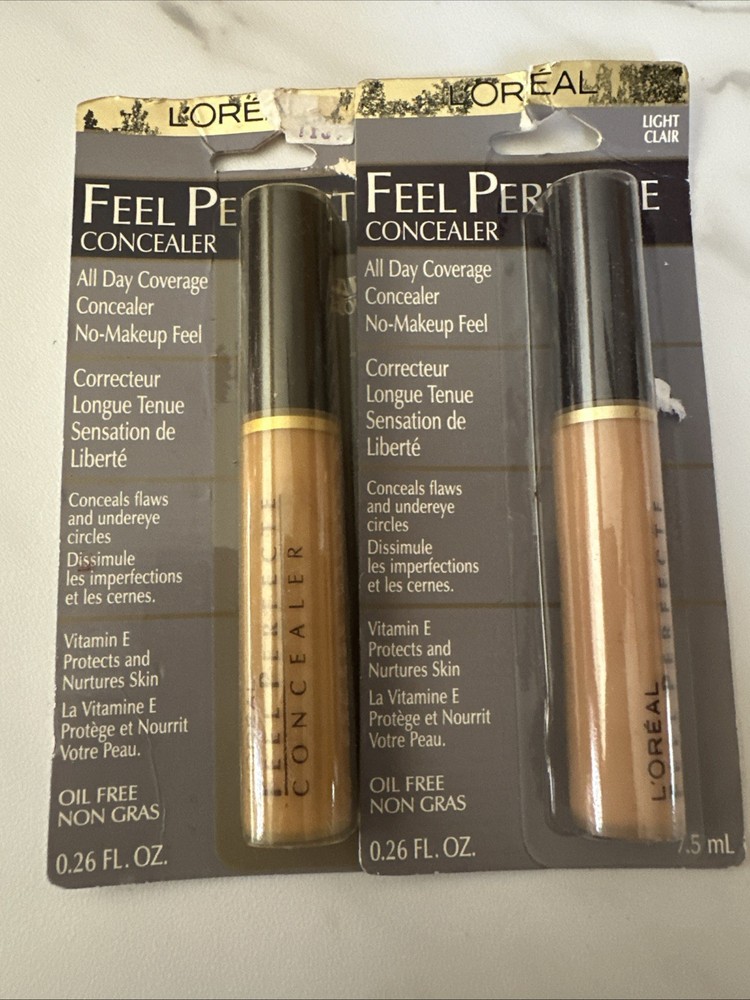 2X L'Oreal Feel Perfecte Concealer  -Light Clair-  7.5 ml. Discontinued.