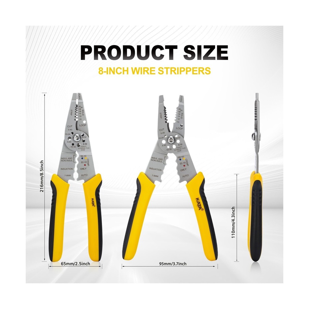 KATA 8-Inch Wire Stripper Tool - Professional Wire Stripping, Cutting & Crimp...