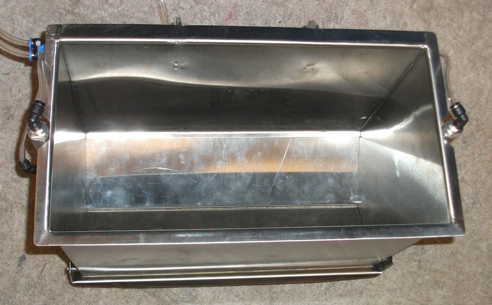 PNEUMATIC CYLINDER OPERATED PACKAGING DUAL DUMP HOPPER RECTANGULAR STAINLESS NEW