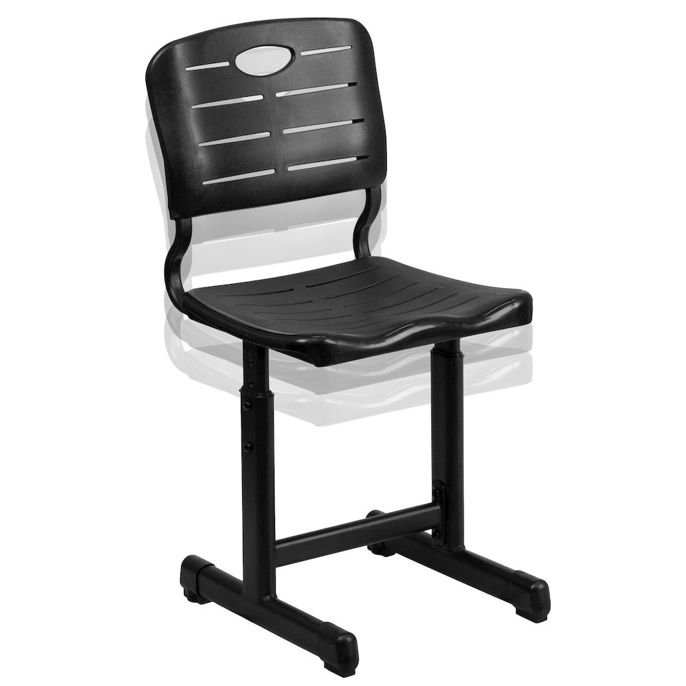 Black Student Chair with Black Pedestal Frame