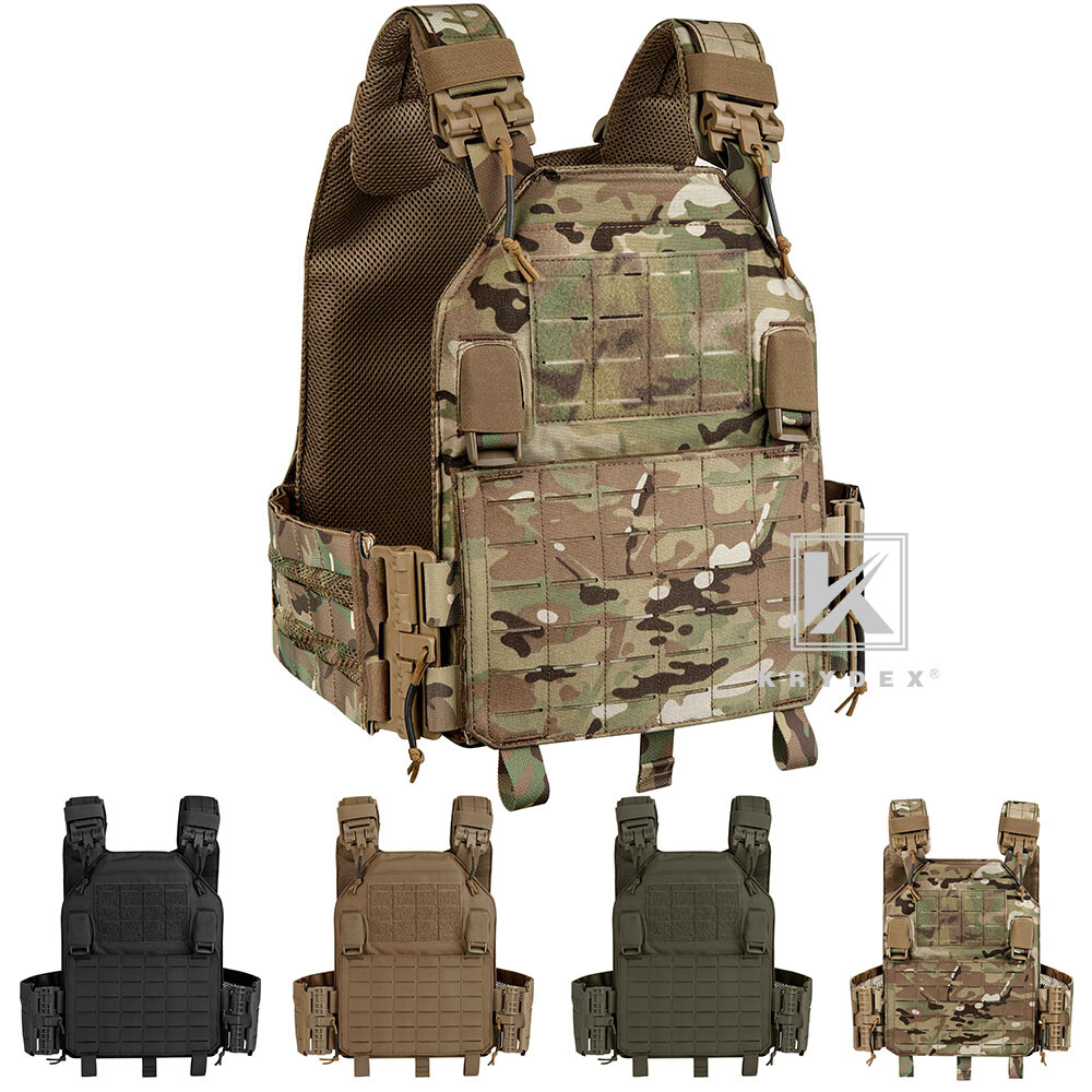 KRYDEX Plate Carrier Tactical Vest Quick Release Buckle & Laser Cut MOLLE Panel