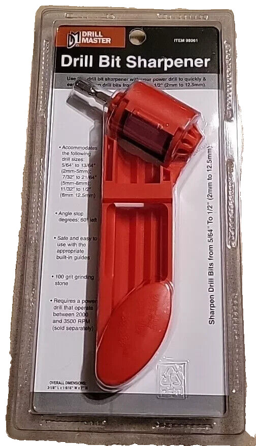Drill Master Drill Bit Sharpener with Built-In Guide: 5/64" to 1/2" New