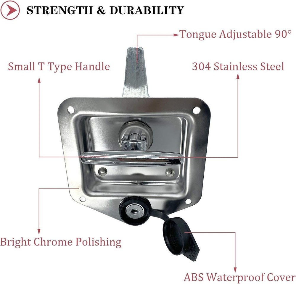 2 Pcs L8815 Tool Box Latch T Handle Latches with 2Pcs Toolbox Latch, Silver