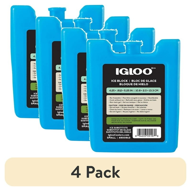 4 Pack Igloo MaxCold Small Ice Blocks – Blue, Reusable for Coolers