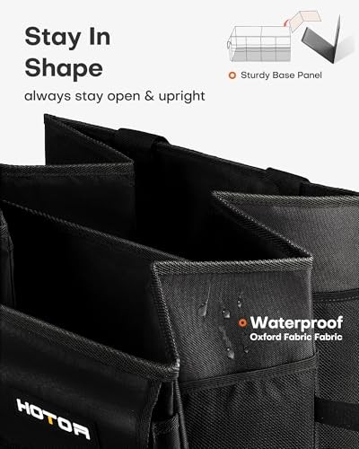 HOTOR Trunk Organizer - Car Organizer - Foldable Trunk organizer - Medium Black