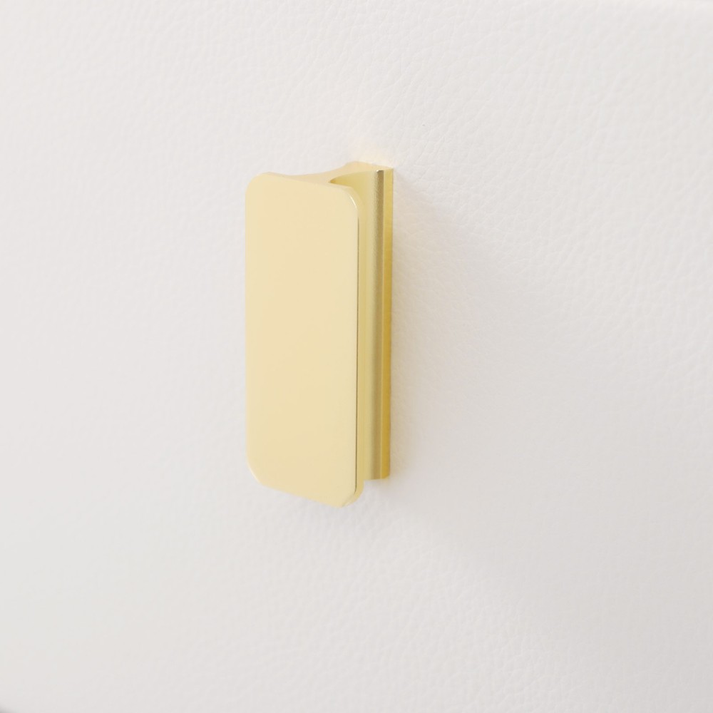 3 Drawer Narrow Side Table - Leather & Wood, Titanium-plated, Rectangular Modern