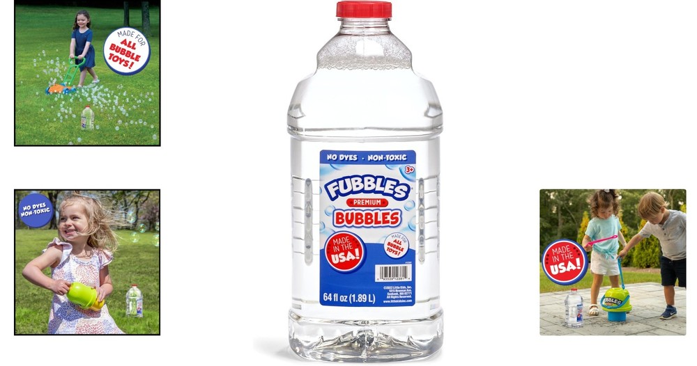 Fubbles 64oz Non-Toxic Bubble Solution: Ideal Refill for Family Fun