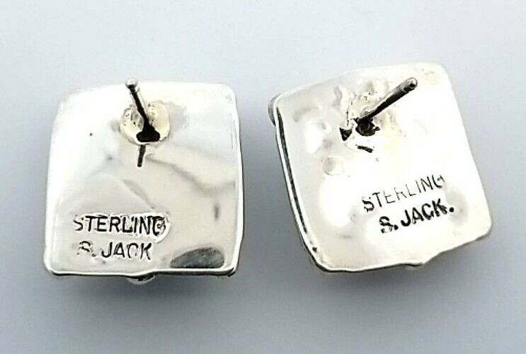 S.Jack Sterling Silver & Turquoise Square Earrings 6.3 Grams