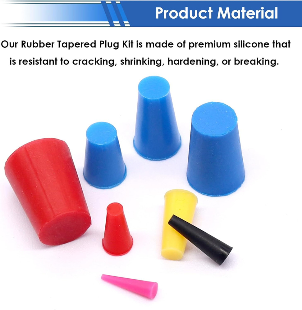 40 Pcs 8 Sizes Silicone Rubber Stoppers High Temp Protective Tapered Plug