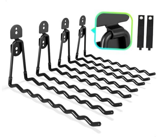 Garage Hooks 4-Pack, 11.8" Long Large Shed 11.8" Wave-shaped (4PACK) + 2 Straps