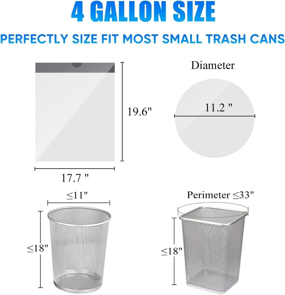 40 Count 4 Gallon Drawstring Trash Bags Small Gargabe Can liners White