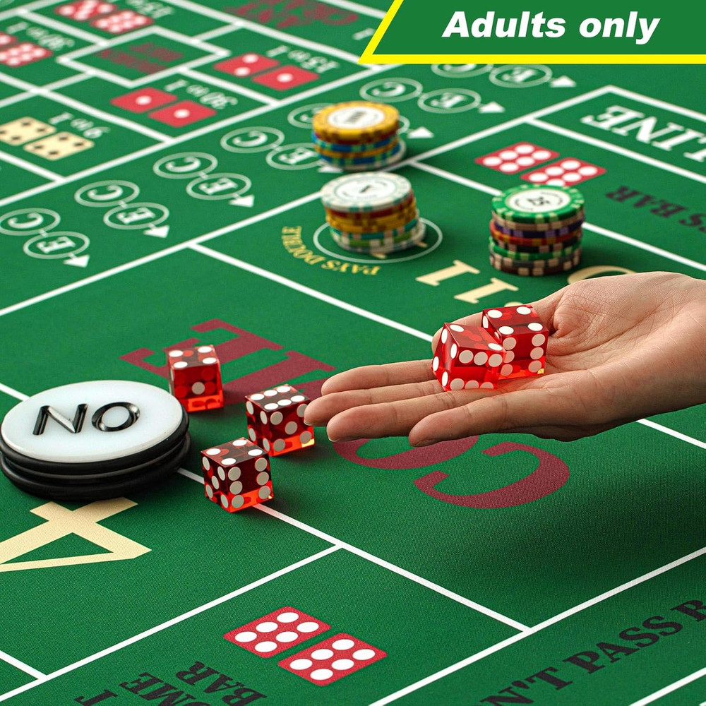 Craps Tabletop Game Set, Includes 35"X70" Rubber Craps Tabletop Layout Mat, Casi