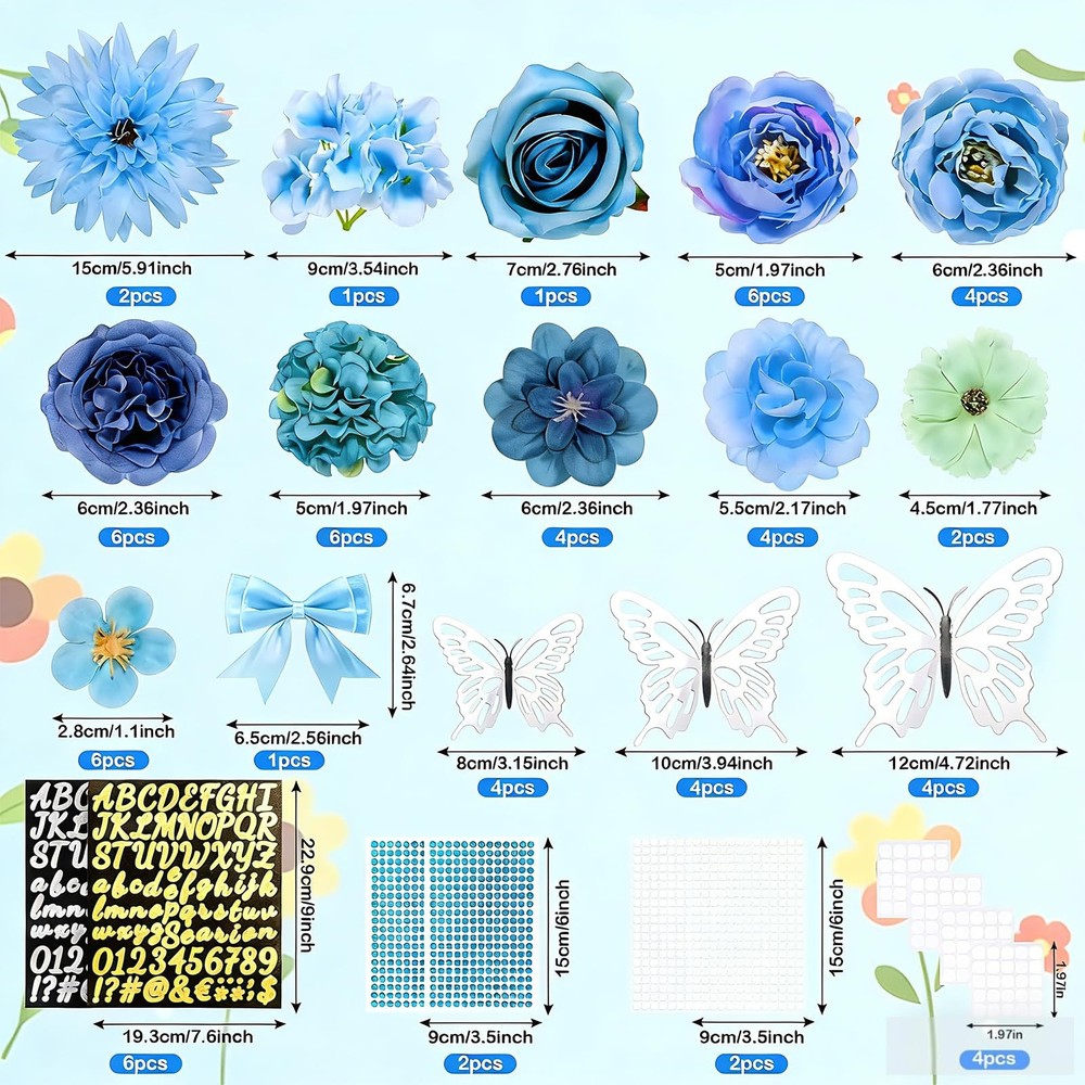 69 Pcs Graduation Cap Decorations Kits, Grad Topper Blue